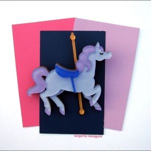 Tangerine Menagerie Carousel Horse Brooch Extremely Rare!